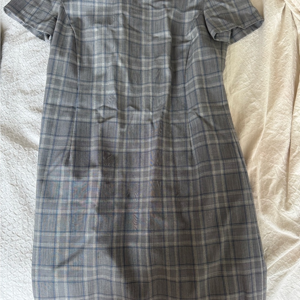 Theory Blue and Gray Plaid Dress